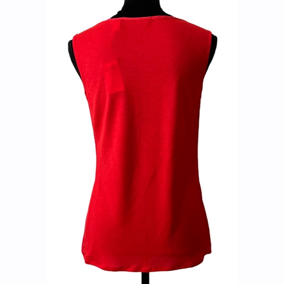 CHICO’S Womens Black Label Hibiscus Red Sleeveless Tank Top Size 4 XS NEW - Picture 6 of 10